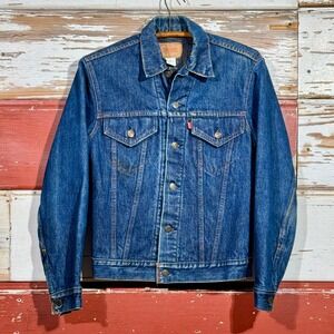 USA 70s Vintage Levi's Denim Jacket Blanket Lined Trucker Jacket Size 34‎
